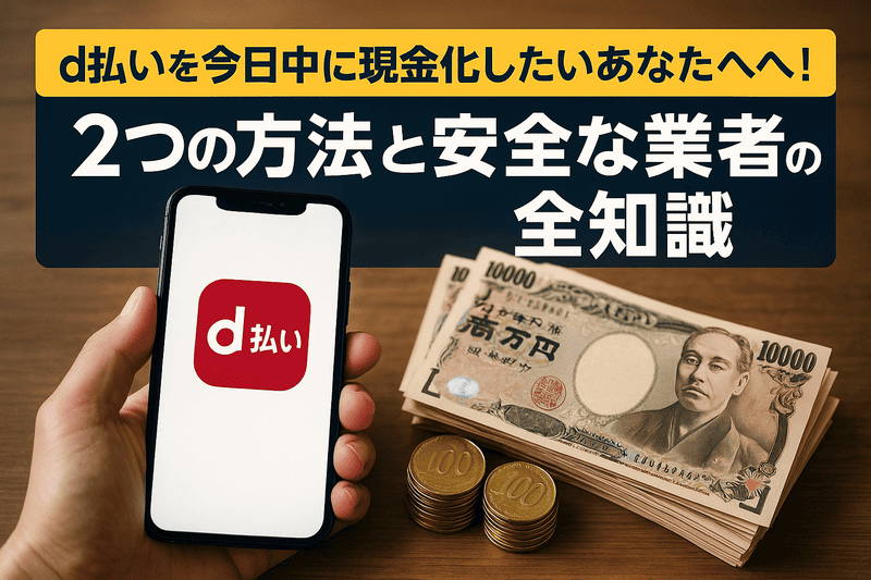 d払いを今日中に現金化したいあなたへ！2つの方法と安全な業者選びの全知識
